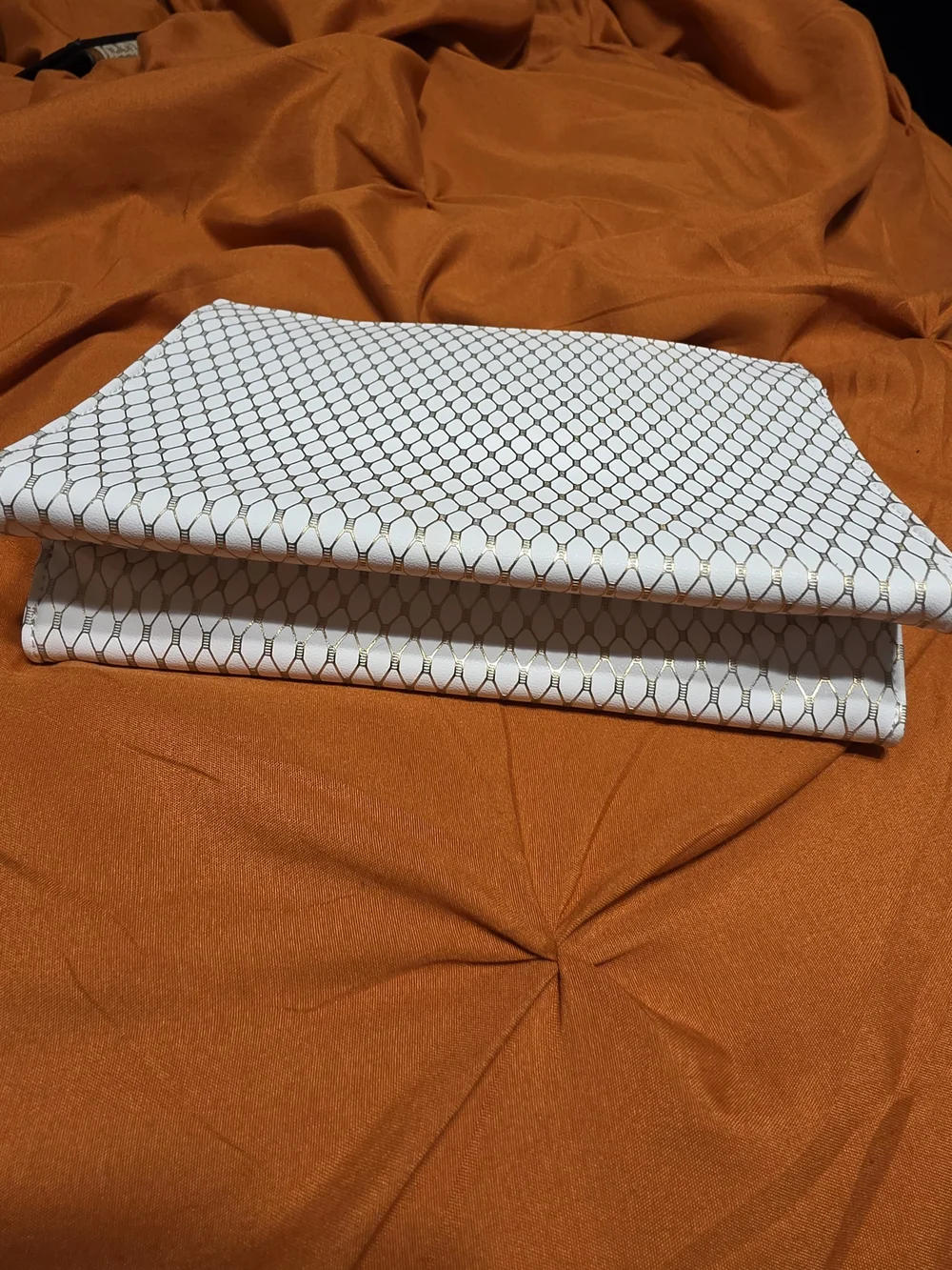 YVES SAINT LAURENT White & Gold Cosmetic Pouch
